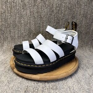 Dr. Martens White Leather Platform Sandals